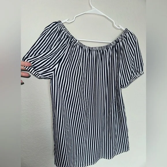 Chico’s, vertical black and white stripe blouse. Size 0. - Picture 3 of 8
